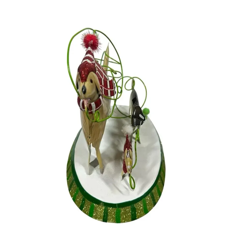 Pier 1 Christmas Metal Dog Figurine Wine Charm Holder‎ NO WINE CHARMS 8.5